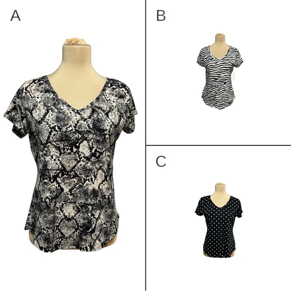 New York & Company Tops - NY&Co Animal Print and Polka Dot V-Neck Tops Set